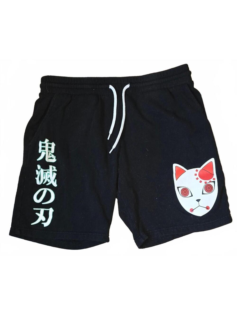 Demon Slayer Black Size S(28/30) Casual Shorts with Japanese Character